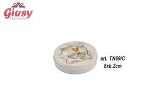 Scatola In Metallo Con Candela Profumata 8xh.2Cm Decoro Comunione 6*240
