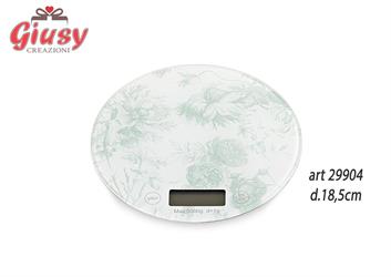 Bilancia Digitale In Porcellana Decoro Toile De Jouy Color Eucalipto Diametro 18,5 Cm Completo Di Scatola 1*24