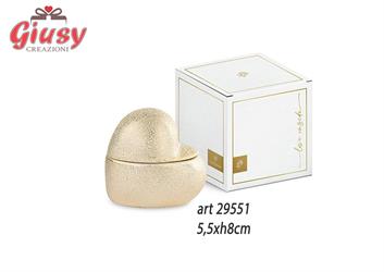 Cuore Satinato In Ceramica Color Oro Con Candela Profumata 5,5xH.8 Cm Completo Di Scatola 1*60