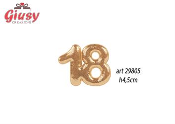 Set Da 12 Pezzi Numero 18 Color Oro Con Adesivo H.4,5 Cm 1*144