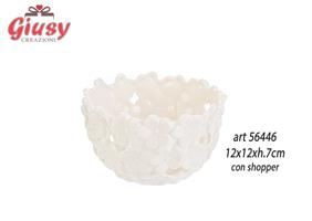 Svuotatasche Fiorato In Porcellana 12x12xH.7 Cm Completo Di Shopper 1*36