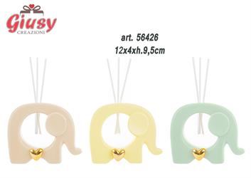 Elefante Profumatore In Porcellana 3 Colori Assortiti 12x4xH.9,5 Cm Completo Di Scatola 3*24