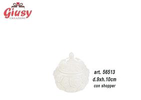Scatola In Porcellana Con Rose In Rilievo E Candela Profumata D.9xH.10 Cm Completo Di Scatola 1*36