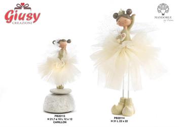 Fatina Spiritosa In Resina Con Vestito In Stoffa H.31 Cm 1*12