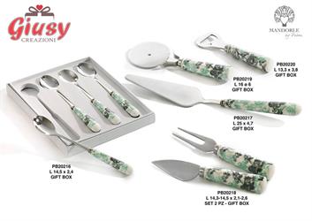 Set 4 Cucchiaini In Porcellana Decoro Floreale H.14,5 Cm Completo Di Scatola 1*36
