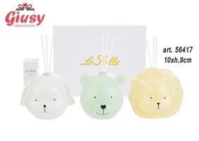 Profumatore Animaletti In Porcellana 3 Soggetti Assortiti 10xH.9 Cm Completo Di Scatola 3*48