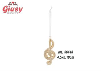 Appendino Chiave Di Violino In Porcellana Color Oro Satinato Con Magnete 4,5xH.10 Cm 12*120