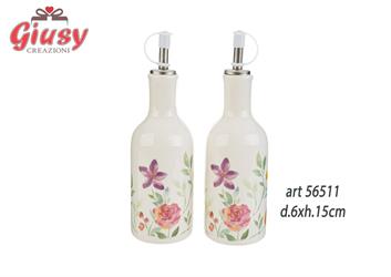 Set Olio E Aceto In Porcellana Decoro Floreale 6xH.15 Cm 1*16