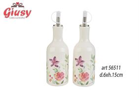 Set Olio E Aceto In Porcellana Decoro Floreale 6xH.15 Cm 1*16