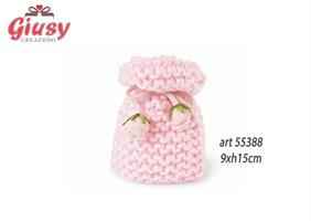 Sacchetto In Lana Rosa Con Chiusura A Fiori 9xH.15 Cm 36*144