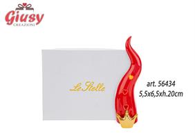 Cornetto Rosso In Porcellana Con Led 5,5x6,5xh.20 Cm Completo Di Astuccio 1*48