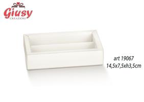 Scatola Degustazione Decoro Fibra Bianco Con Inserto Divisore 14,5x7,5xH.3,5 Cm 10*50