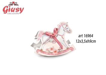 Scatolina Cavallo A Dondolo Decoro Cavallino Color Rosa 12x3,5xH.3 Cm 10*200