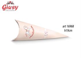 Cono Porta Confetti Decoro Cavallino Color Rosa H.19 Cm 10*200