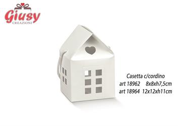 Casetta Con Cordino Decoro Fibra Bianco 8x8xH.7,5 Cm 10*200