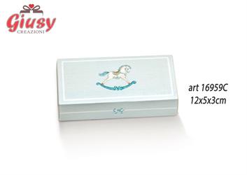 Scatola Degustazione Decoro Cavallino Color Azzurro Con Inserto Divisore 12x5xH.3 Cm 10*200