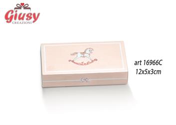 Scatola Degustazione Decoro Cavallino Color Rosa Con Inserto Divisore 12x5xH.3 Cm 10*200