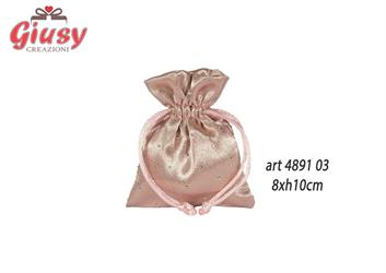 Sacchetto In Raso Modello Janette Color Rosa Con Strass 8xH.10 Cm