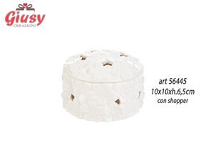 Scatola Fiorato In Porcellana 10x10H.6 Cm Completo Di Shopper 1*48