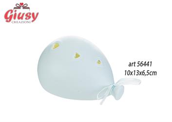 Palloncino In Porcellana Celeste Con Luce Led 10x13x6,5 Cm 1*48