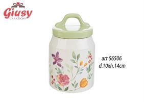 Barattolo In Porcellana Decoro Floreale D.10xH.14 Cm 1*32
