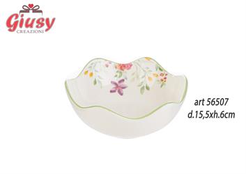 Centro Tavola In Porcellana Decoro Floreale d.15,5xH.6 Cm 1*24