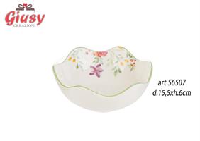 Centro Tavola In Porcellana Decoro Floreale d.15,5xH.6 Cm 1*24