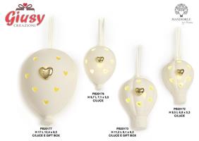 Profumatore Palloncino Da Appendere In Porcellana Con Luce Led H.9,7 Cm 2*48