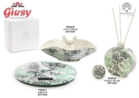 Set Antipastiera Con Spiedini In Porcellana Decoro Floreale 21 Cm Completo Di Scatola 1*16