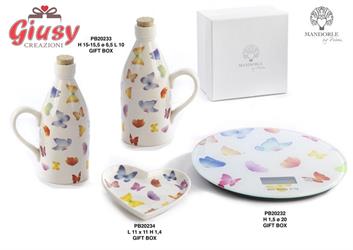 Piattino A Forma Di Cuore In Porcellana Decoro Farfalle 11 Cm Completo Di Scatola 1*36