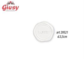 Applicazione In Ceralacca Color Bianco Con Scritta Love + Adesivo Diametro 3,5 Cm 12*576