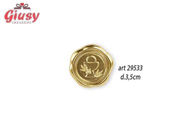 Applicazione In Ceralacca Color Oro Con Calice E Spighe + Adesivo Diametro 3,5 Cm 12*576