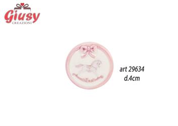 Magnete Cavallino A Dondolo In Porcellana Color Rosa Diametro 4 Cm 12*288