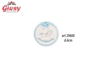 Magnete Cavallino A Dondolo In Porcellana Color Azzurro Diametro 4 Cm 12*288