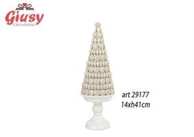 Cono Macarons In Resina Color Bianco E Oro 14xH.41 Cm 1*4