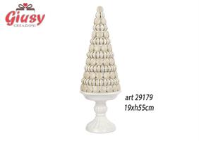 Cono Macarons In Resina Color Bianco E Oro 19xH.55 Cm