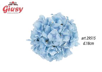 Ortensia In Tessuto Color Azzurro Diametro 18 Cm 24*144