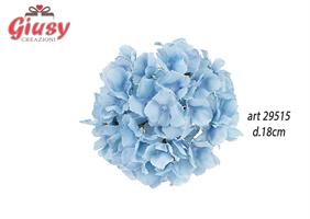 Ortensia In Tessuto Color Azzurro Diametro 18 Cm 24*144