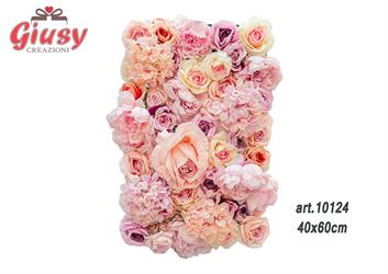 Parete Con Fiori Artificiali Multicolor 40x60 Cm 1*8