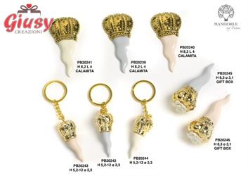 Cornetto Portafortuna Da Appoggio In Porcellana Color Celeste H.8,3 Cm Completo Di Scatola 1*96