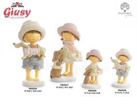 Bimbo Spiritoso Con Cagnolino In Resina H.19,6 Cm 1*24