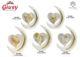 Mezzaluna Con Cuore Raffigurante Mitra Pastorale In Resina H.10,2 Cm 12*120