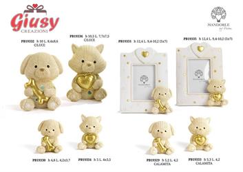 Gattino Lana Con Cuore Oro In Resina H.5 Cm  12*144