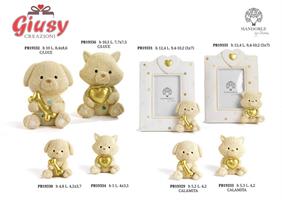 Gattino Lana Con Cuore Oro In Resina H.5 Cm  12*144
