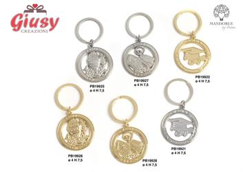 Portachiave Santa Cresima Con Mitra Pastorale In Metallo Bagno Argento H.4 Cm 24*240