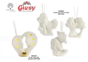 Profumatore Coppia Di Innamorati Stilizzati In Porcellana Con Luce Led H.12 Cm Completo Di Scatola 2*48