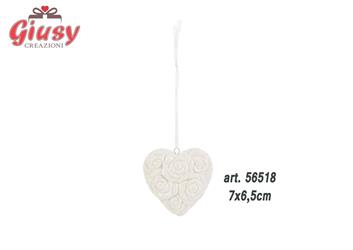 Appendino Cuore In Porcellana Con Rose In Rilievo E Calamita 7x6,5 Cm 12*228
