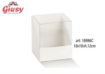 Scatola Duo In Cartoncino Decoro Fibra Bianco 10x10xH.12 Cm 10*200