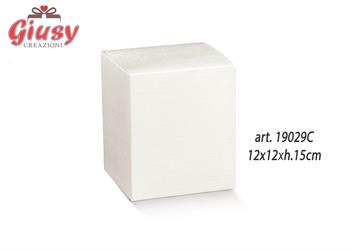 Scatola Pieghevole In Cartoncino Decoro Fibra Bianco 12x12xH.15 Cm 10*200