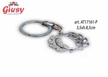 Ciondolo Corona Di Alloro Satinata Portafortuna In Metallo Colore 3,5xH8,5 Cm